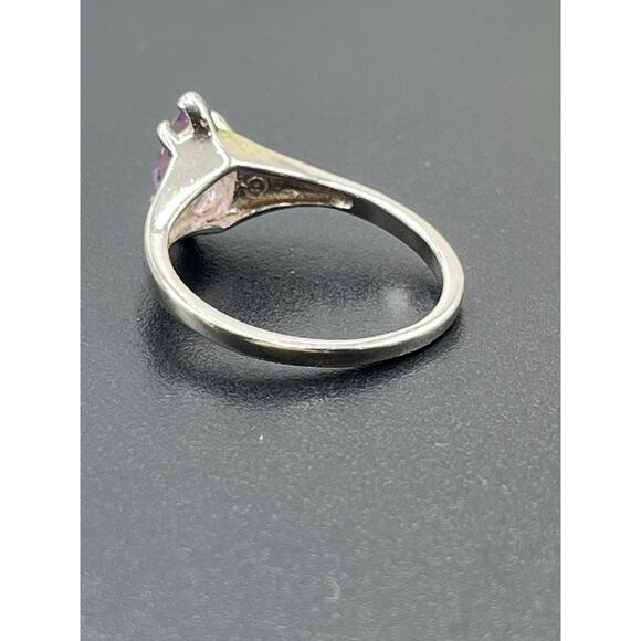 925 Sterling Silver Marquise Prong Amethyst February Estate Signed Ring 8.75 - Picture 8 of 11